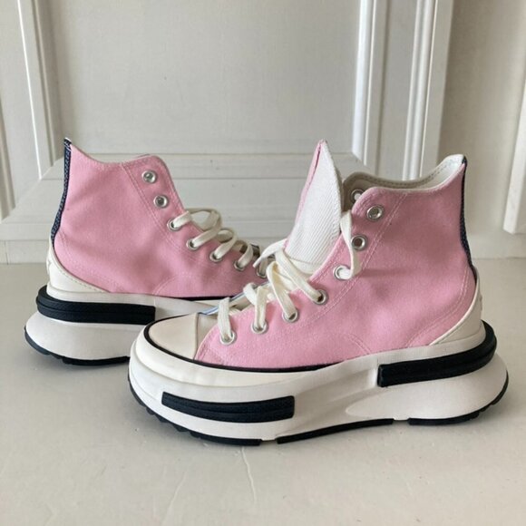 NWOB Converse Run Star Pink/Blue Denim Hi Top Sneakers Sz 6 - Picture 1 of 8